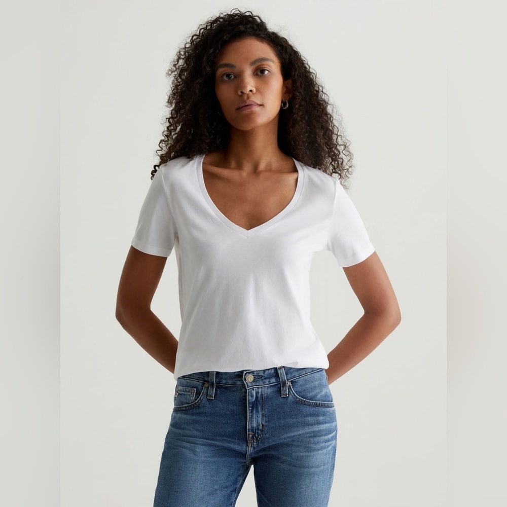 AG Adriano Goldschmied Teal V-Neck Short Sleeve Tee